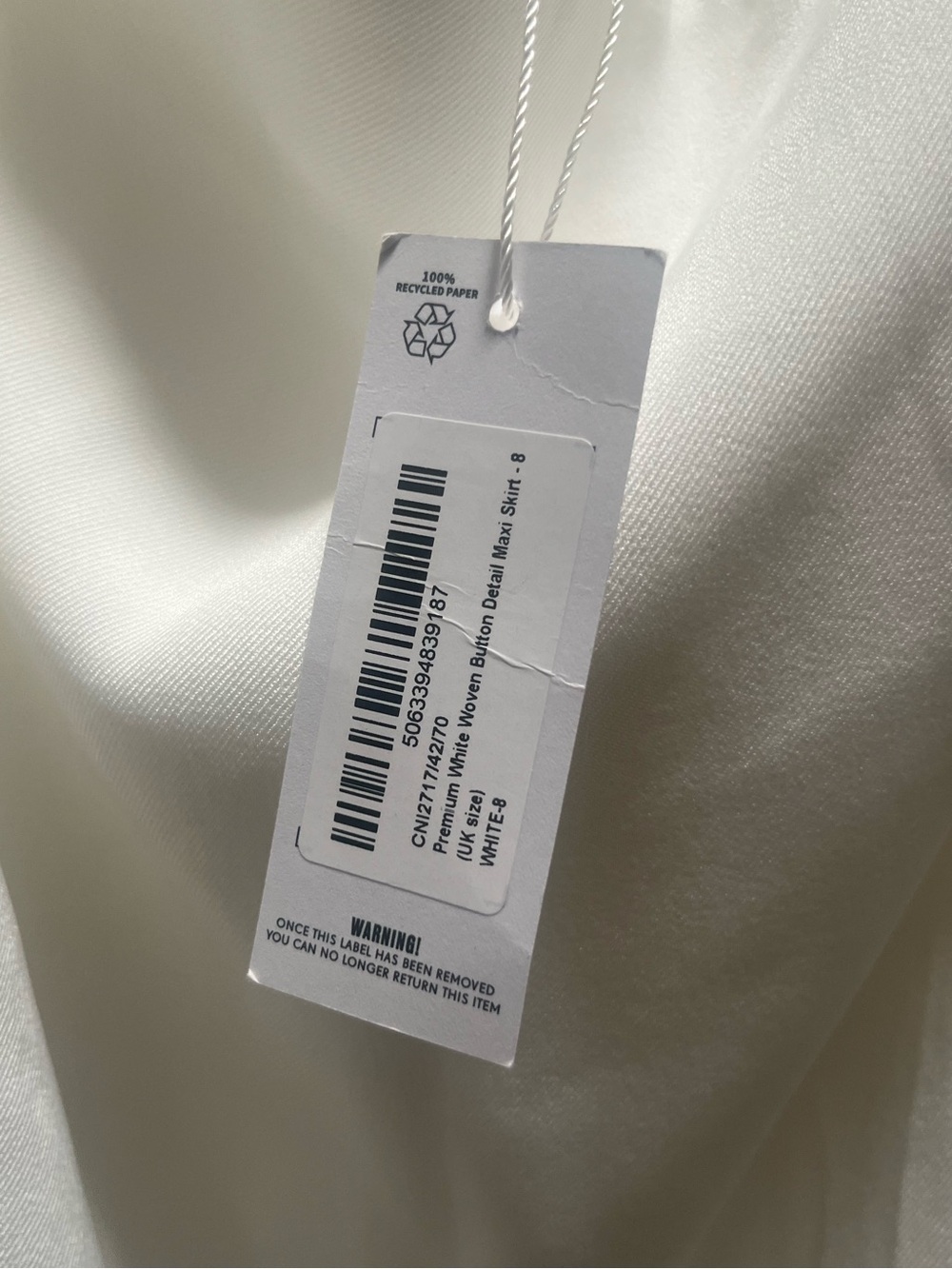 NWT PrettyLittleThing White Woven Detail Button-Back Maxi Skirt - Picture 5 of 11
